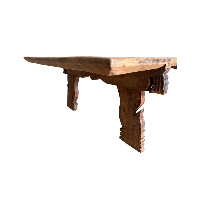 Table de massage ancienne en bois de Neem – Pièce d’exception du Kerala (Inde du Sud)