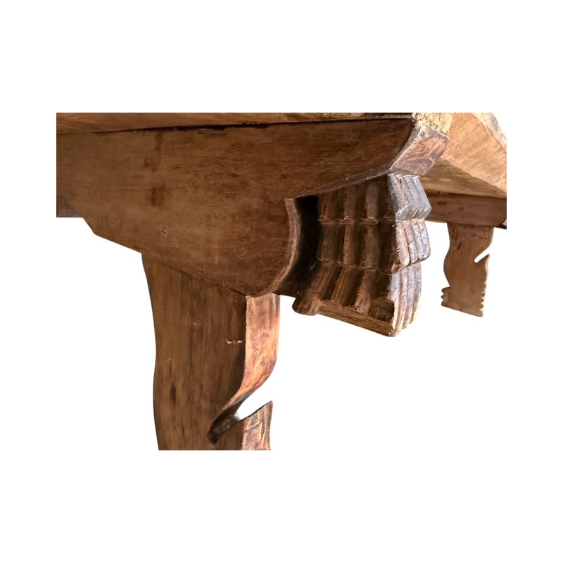 Table de massage ancienne en bois de Neem – Pièce d’exception du Kerala (Inde du Sud)