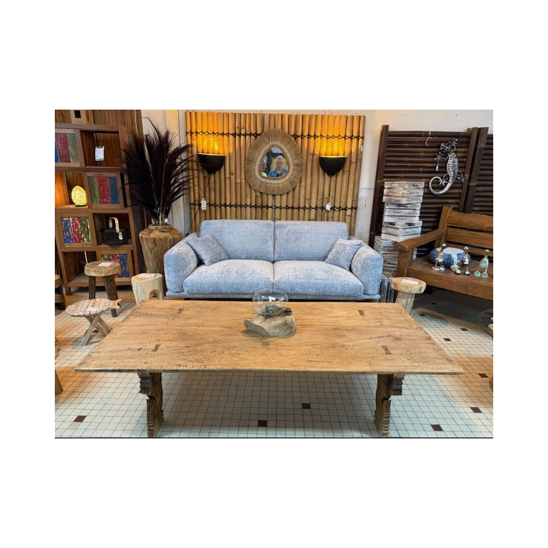 Table de massage ancienne en bois de Neem – Pièce d’exception du Kerala (Inde du Sud)