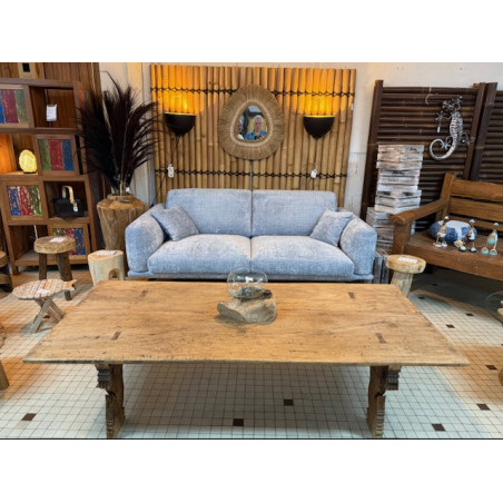 Table de massage ancienne en bois de Neem – Pièce d’exception du Kerala (Inde du Sud)