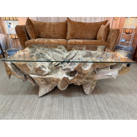 Table Basse Rectangulaire Racine de Teck - KohDeco