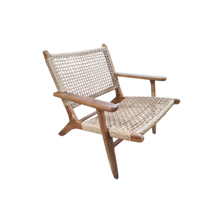 Fauteuil en Teck avec Assise Tressée TARM Naturel- KOHDECO