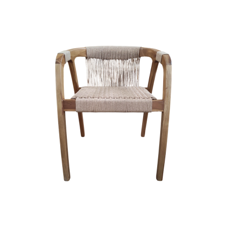 Chaise en Teck avec Assise Tressée LOOM Naturel - KOHDECO