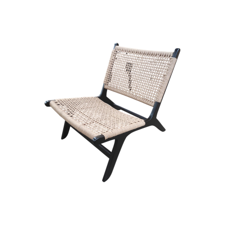 Fauteuil en Teck avec Assise Tressée LOOM Noir - KOHDECO