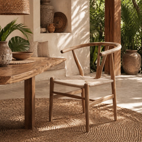 Chaise en Teck Massif et Corde Tressée PAPER Naturel - KOHDECO