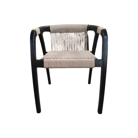 Chaise en Teck avec Assise Tressée LOOM Noir- KOHDECO