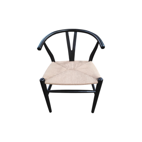 Chaise en Teck Massif et Corde Tressée PAPER Noir - KOHDECO