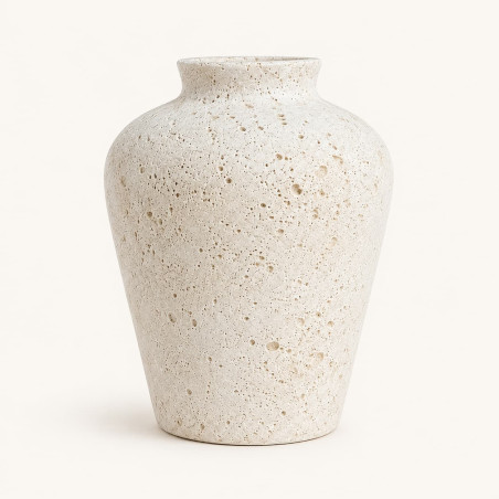 Vase en terre cuite blanc artisanal de Bali hauteur 70 cm