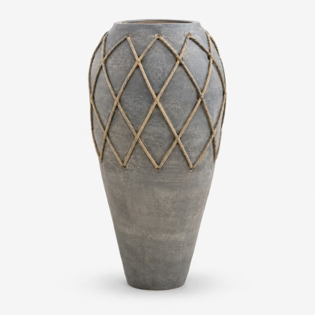 Vase en Terre Cuite Corde Tressée Ciment Bali H70 cm - KOHDECO